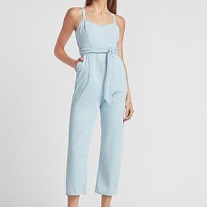 Express Linen-Blend Cross Back Culotte Jumpsuit 8